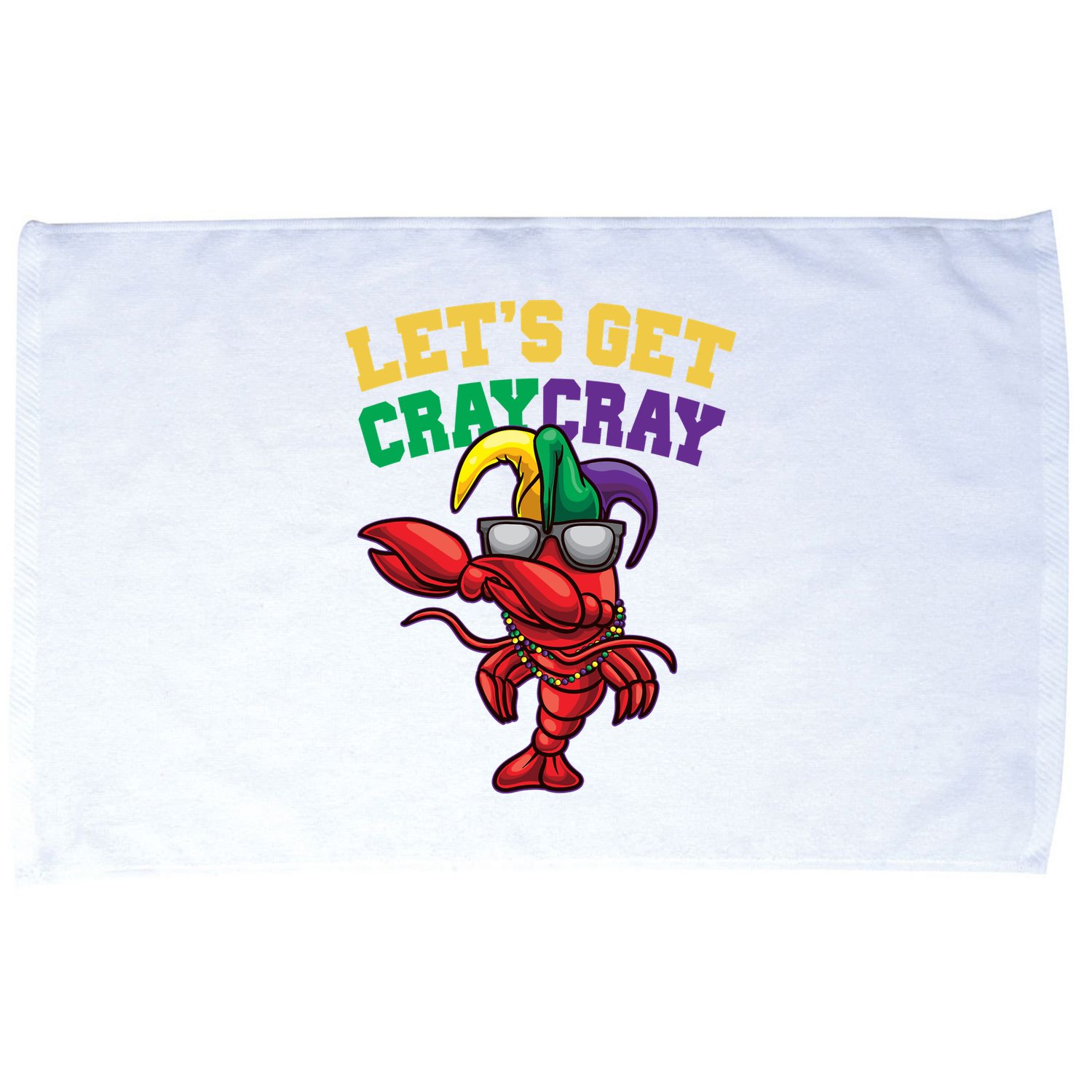 Lets Get Cray Cray Dabbing Crawfish Mardi Gras Microfiber Hand Towel