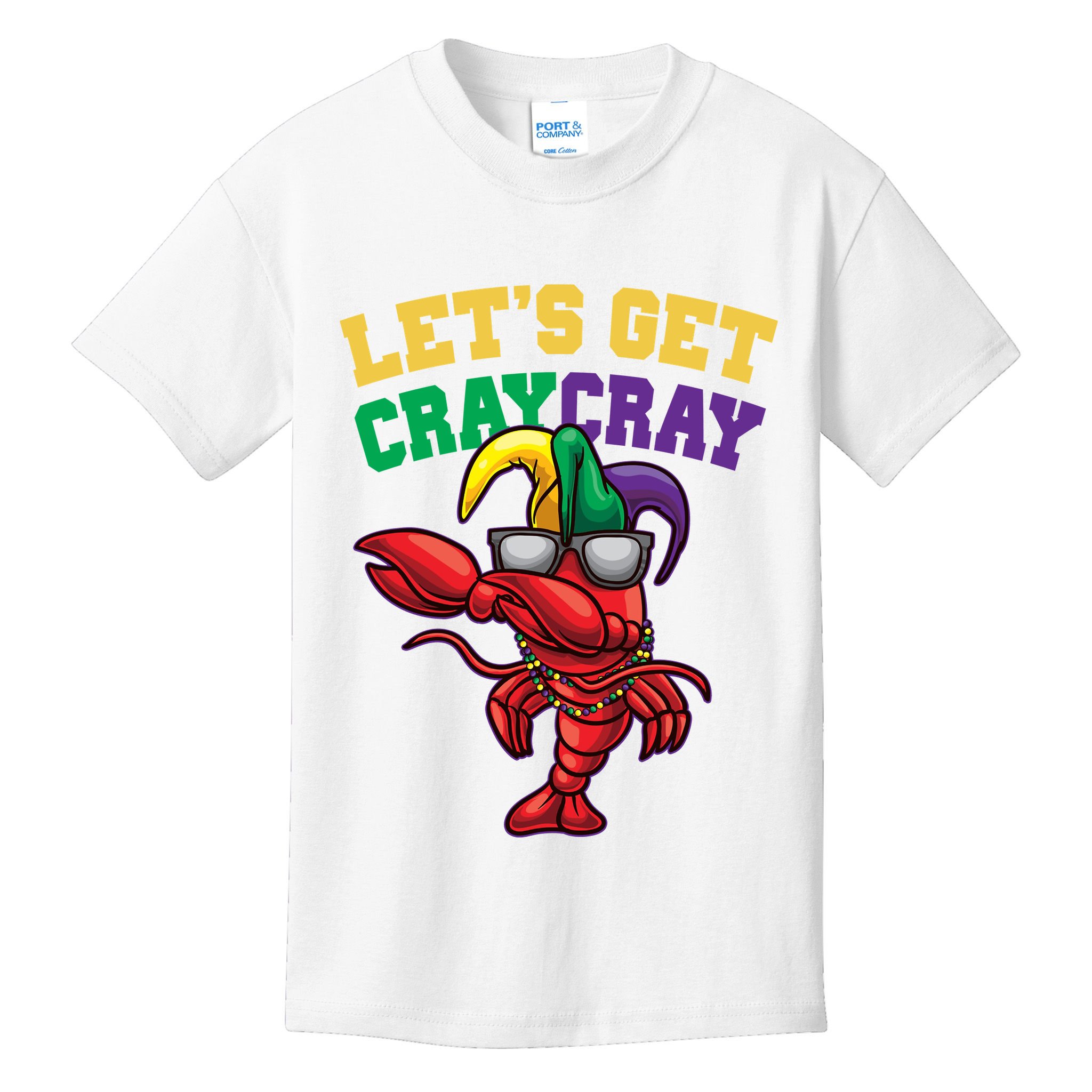 Lets Get Cray Cray Dabbing Crawfish Mardi Gras Kids T-Shirt