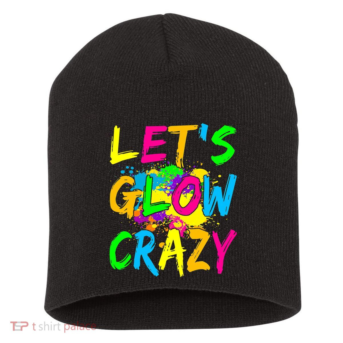 Let's Glow Crazy Glow Party 80s Retro Costume Party Lover Short Acrylic Beanie