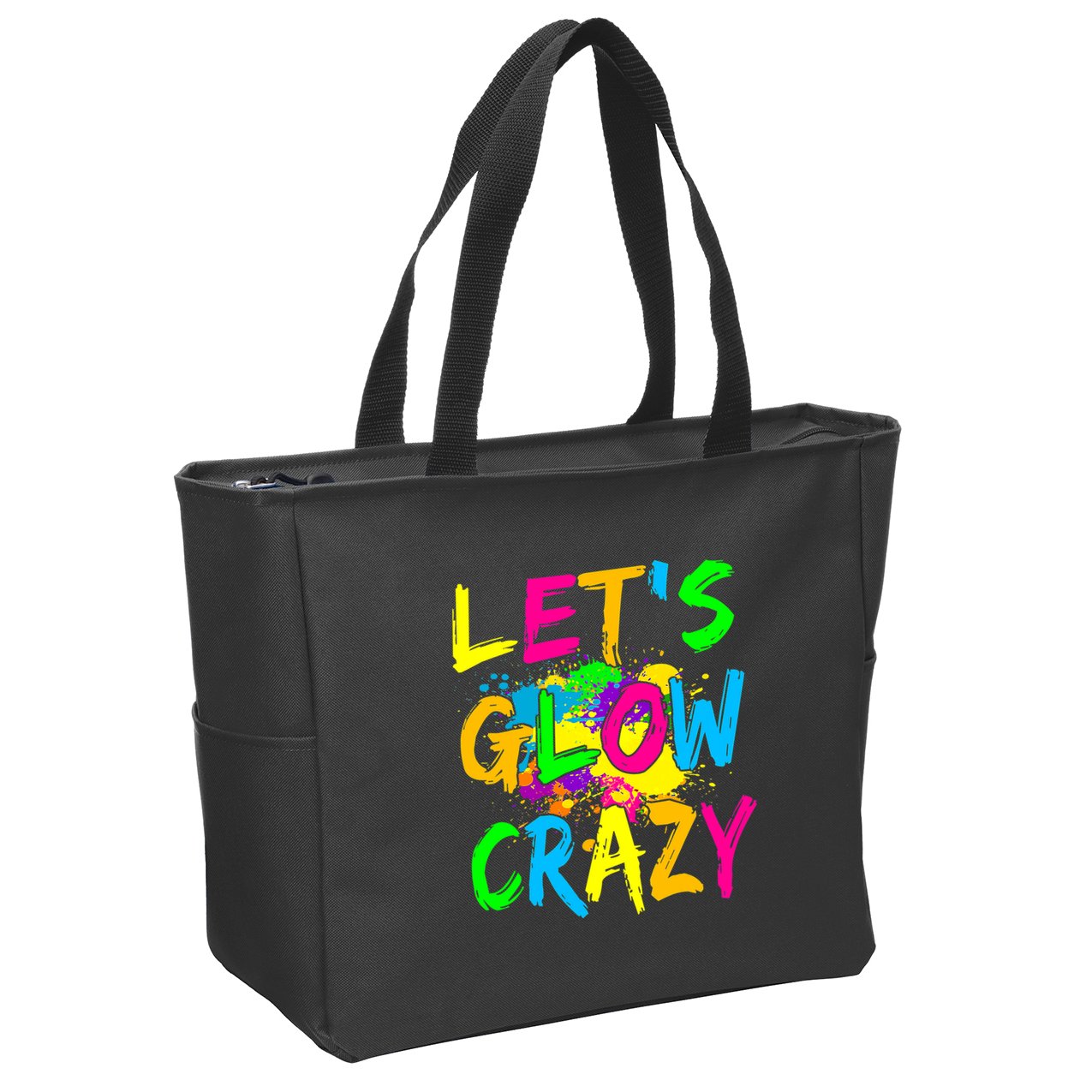 Let's Glow Crazy Glow Party 80s Retro Costume Party Lover Zip Tote Bag
