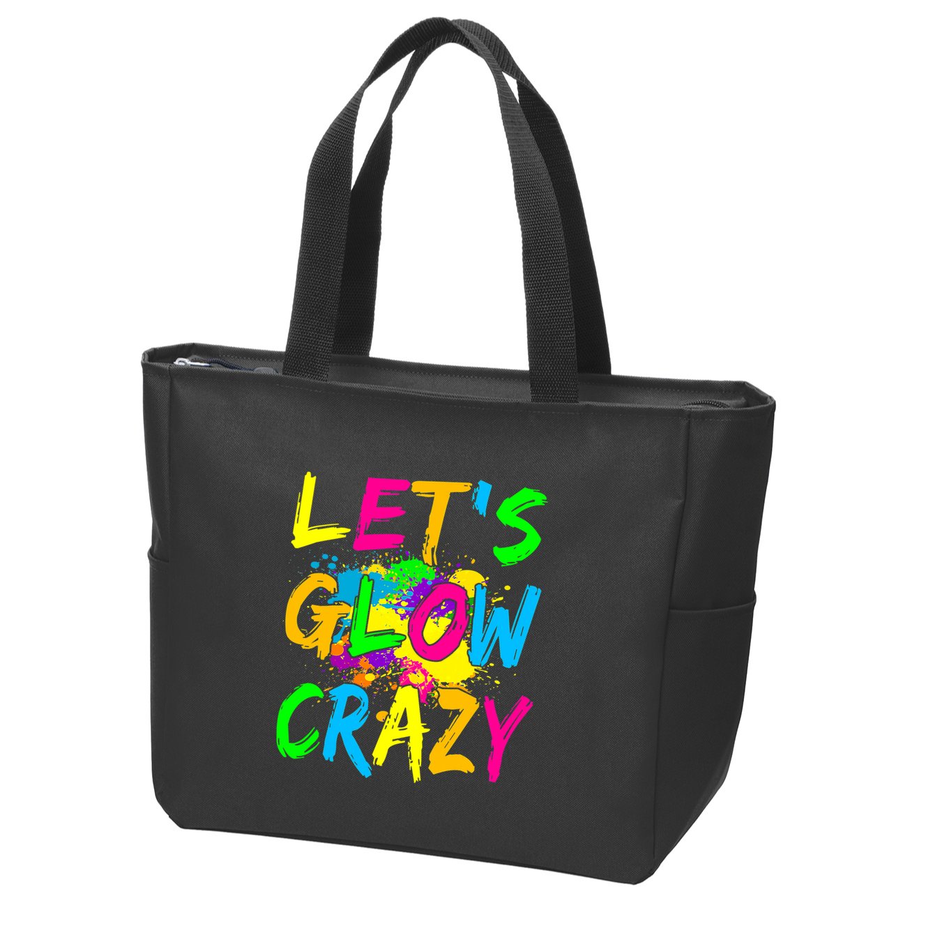 Let's Glow Crazy Glow Party 80s Retro Costume Party Lover Zip Tote Bag