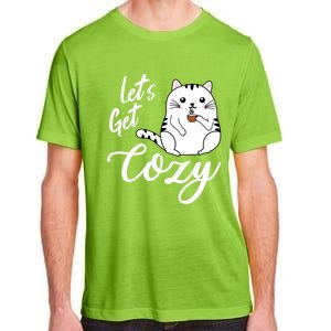 LetS Get Cozy Cat With Hot Coffee Coco Tea Or Cider Cute Gift Adult ChromaSoft Performance T-Shirt