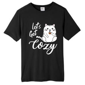 LetS Get Cozy Cat With Hot Coffee Coco Tea Or Cider Cute Gift Tall Fusion ChromaSoft Performance T-Shirt