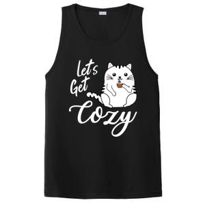 LetS Get Cozy Cat With Hot Coffee Coco Tea Or Cider Cute Gift PosiCharge Competitor Tank