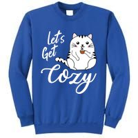 LetS Get Cozy Cat With Hot Coffee Coco Tea Or Cider Cute Gift Sweatshirt