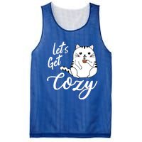 LetS Get Cozy Cat With Hot Coffee Coco Tea Or Cider Cute Gift Mesh Reversible Basketball Jersey Tank