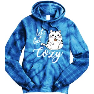 LetS Get Cozy Cat With Hot Coffee Coco Tea Or Cider Cute Gift Tie Dye Hoodie