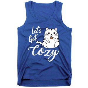 LetS Get Cozy Cat With Hot Coffee Coco Tea Or Cider Cute Gift Tank Top