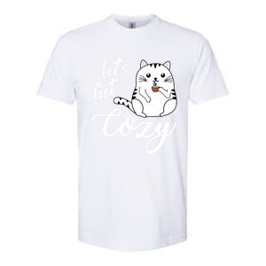 LetS Get Cozy Cat With Hot Coffee Coco Tea Or Cider Cute Gift Softstyle CVC T-Shirt