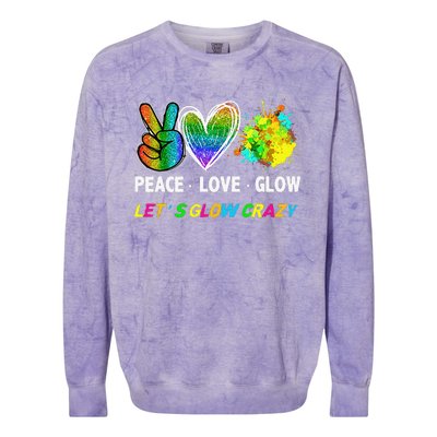 Lets' Glow Crazy Peace Love Glow Party Squad Halloween Colorblast Crewneck Sweatshirt