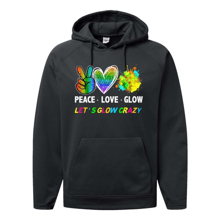 Lets' Glow Crazy Peace Love Glow Party Squad Halloween Performance Fleece Hoodie