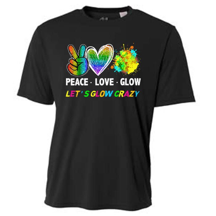 Lets' Glow Crazy Peace Love Glow Party Squad Halloween Cooling Performance Crew T-Shirt