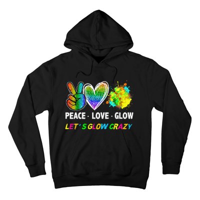 Lets' Glow Crazy Peace Love Glow Party Squad Halloween Hoodie