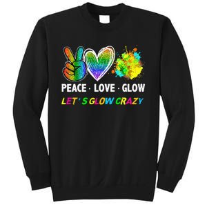 Lets' Glow Crazy Peace Love Glow Party Squad Halloween Sweatshirt