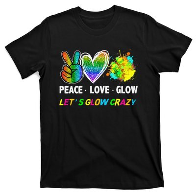 Lets' Glow Crazy Peace Love Glow Party Squad Halloween T-Shirt