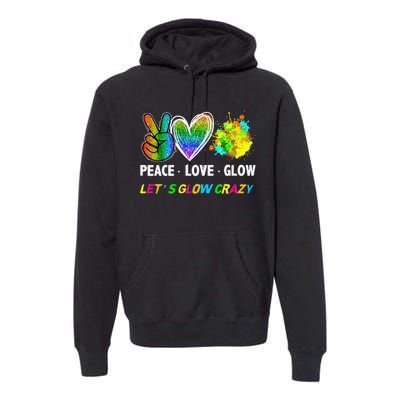 Lets' Glow Crazy Peace Love Glow Party Squad Halloween Premium Hoodie