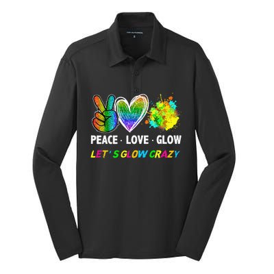 Lets' Glow Crazy Peace Love Glow Party Squad Halloween Silk Touch Performance Long Sleeve Polo