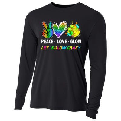 Lets' Glow Crazy Peace Love Glow Party Squad Halloween Cooling Performance Long Sleeve Crew