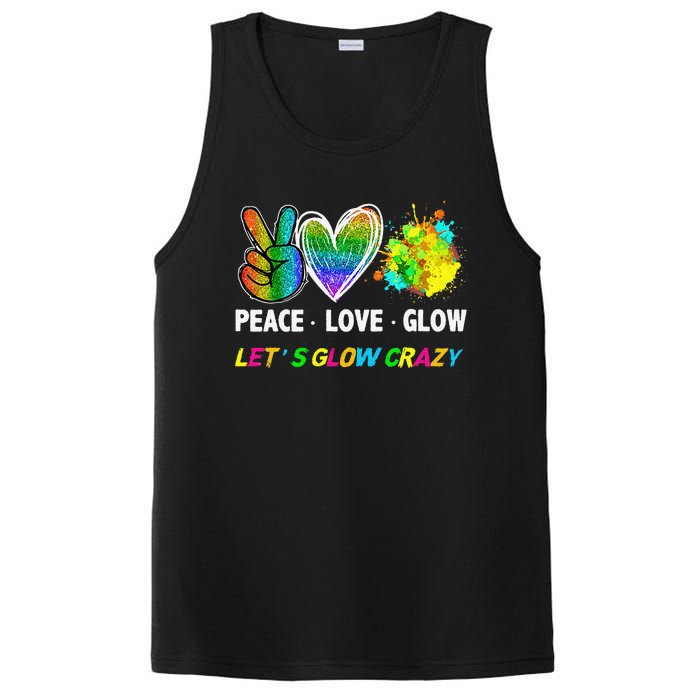 Lets' Glow Crazy Peace Love Glow Party Squad Halloween PosiCharge Competitor Tank