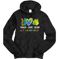 Lets' Glow Crazy Peace Love Glow Party Squad Halloween Tie Dye Hoodie