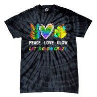 Lets' Glow Crazy Peace Love Glow Party Squad Halloween Tie-Dye T-Shirt