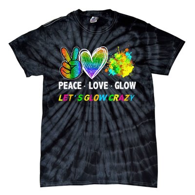 Lets' Glow Crazy Peace Love Glow Party Squad Halloween Tie-Dye T-Shirt