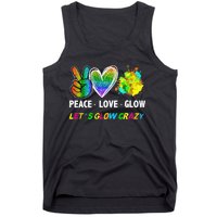 Lets' Glow Crazy Peace Love Glow Party Squad Halloween Tank Top