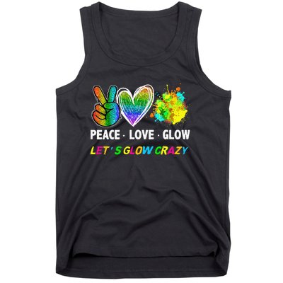 Lets' Glow Crazy Peace Love Glow Party Squad Halloween Tank Top