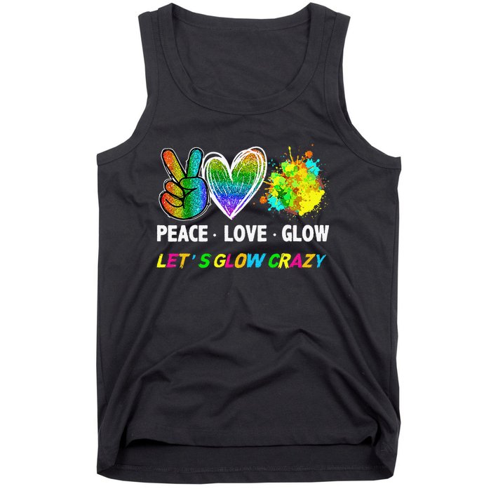 Lets' Glow Crazy Peace Love Glow Party Squad Halloween Tank Top