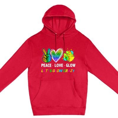 Lets' Glow Crazy Peace Love Glow Party Squad Halloween Premium Pullover Hoodie