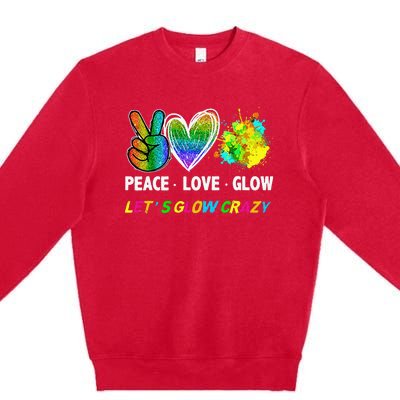 Lets' Glow Crazy Peace Love Glow Party Squad Halloween Premium Crewneck Sweatshirt