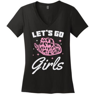 LetS Go Cowgirl Southern Western Cute Cowboy Hat Gift Women's V-Neck T-Shirt