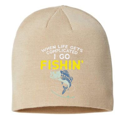 Life Gets Complicated Go Fishing Fish Bass Fisherman Gift Sustainable Beanie