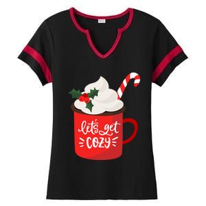 LetS Get Cozy For Christmas Great Gift Ladies Halftime Notch Neck Tee