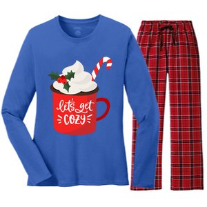 LetS Get Cozy For Christmas Great Gift Women's Long Sleeve Flannel Pajama Set 