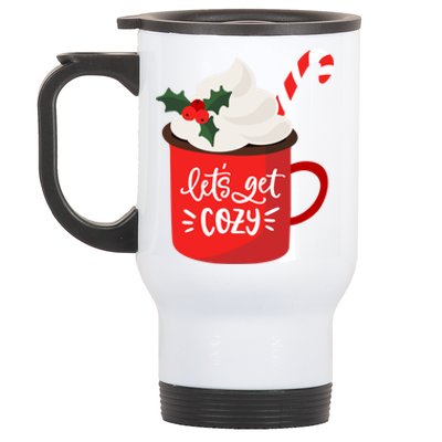 LetS Get Cozy For Christmas Great Gift Stainless Steel Travel Mug