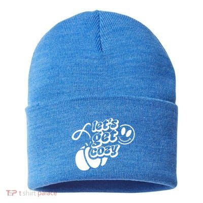 LetS Get Cozy Funny Graphic Tees And Meaningful Gift Sustainable Knit Beanie
