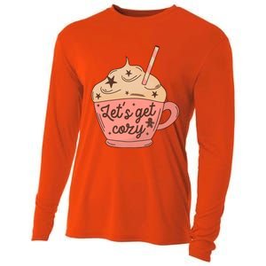 LetS Get Cozy Hot Chocolate Graphic Gift Cooling Performance Long Sleeve Crew