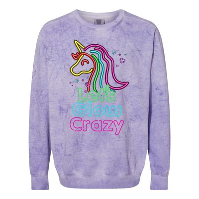 Lets Glow Crazy Glow Party Unicorn Lover Birthday Colorblast Crewneck Sweatshirt