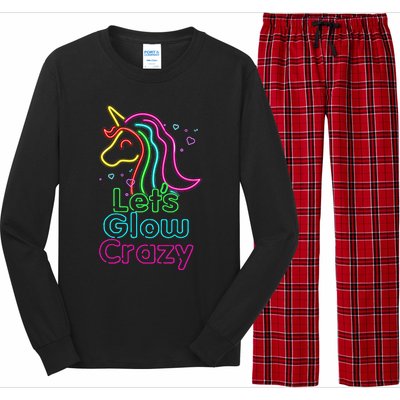 Lets Glow Crazy Glow Party Unicorn Lover Birthday Long Sleeve Pajama Set