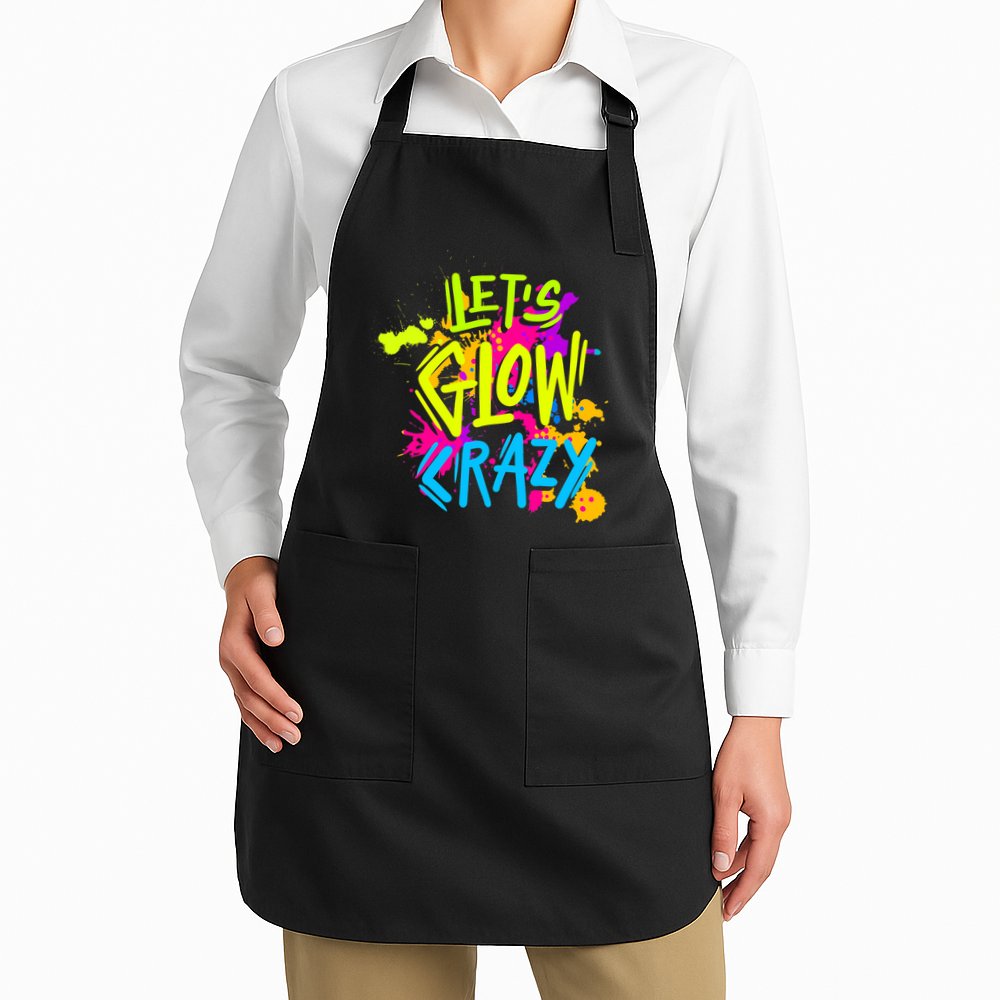 Let's Glow Crazy Glow Party Retro 80s Colors Party Lover Apron