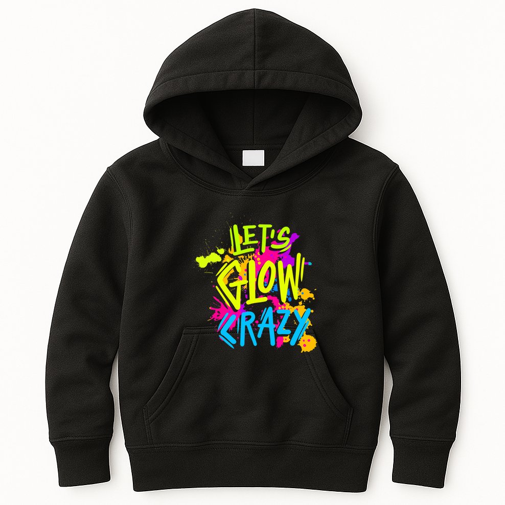 Let's Glow Crazy Glow Party Retro 80s Colors Party Lover Kids Hoodie