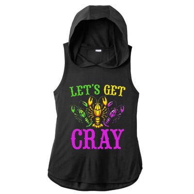 LetS Get Cray Mardi Gras Crawfish Ladies PosiCharge Tri-Blend Wicking Draft Hoodie Tank