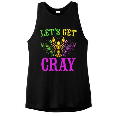 LetS Get Cray Mardi Gras Crawfish Ladies PosiCharge Tri-Blend Wicking Tank