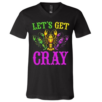 LetS Get Cray Mardi Gras Crawfish V-Neck T-Shirt