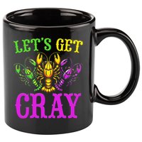 LetS Get Cray Mardi Gras Crawfish 11oz C Handle Ceramic Mug