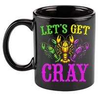 LetS Get Cray Mardi Gras Crawfish 11oz C Handle Ceramic Mug