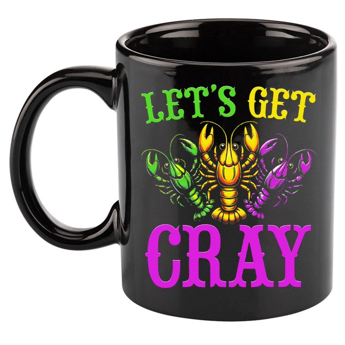 LetS Get Cray Mardi Gras Crawfish 11oz C Handle Ceramic Mug