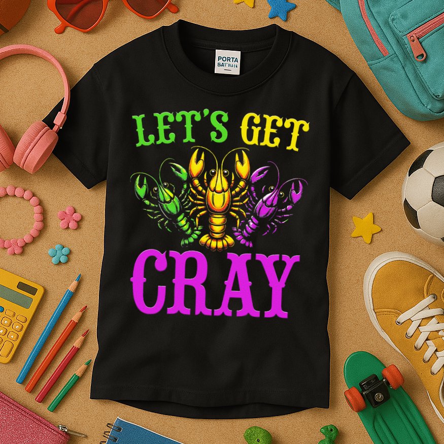 LetS Get Cray Mardi Gras Crawfish Kids T-Shirt