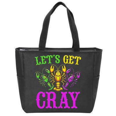 LetS Get Cray Mardi Gras Crawfish Zip Tote Bag